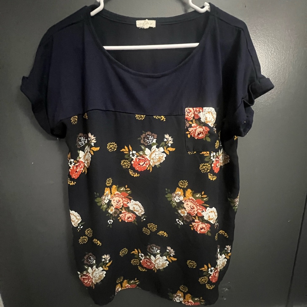 Floral Print Navy Women's Top